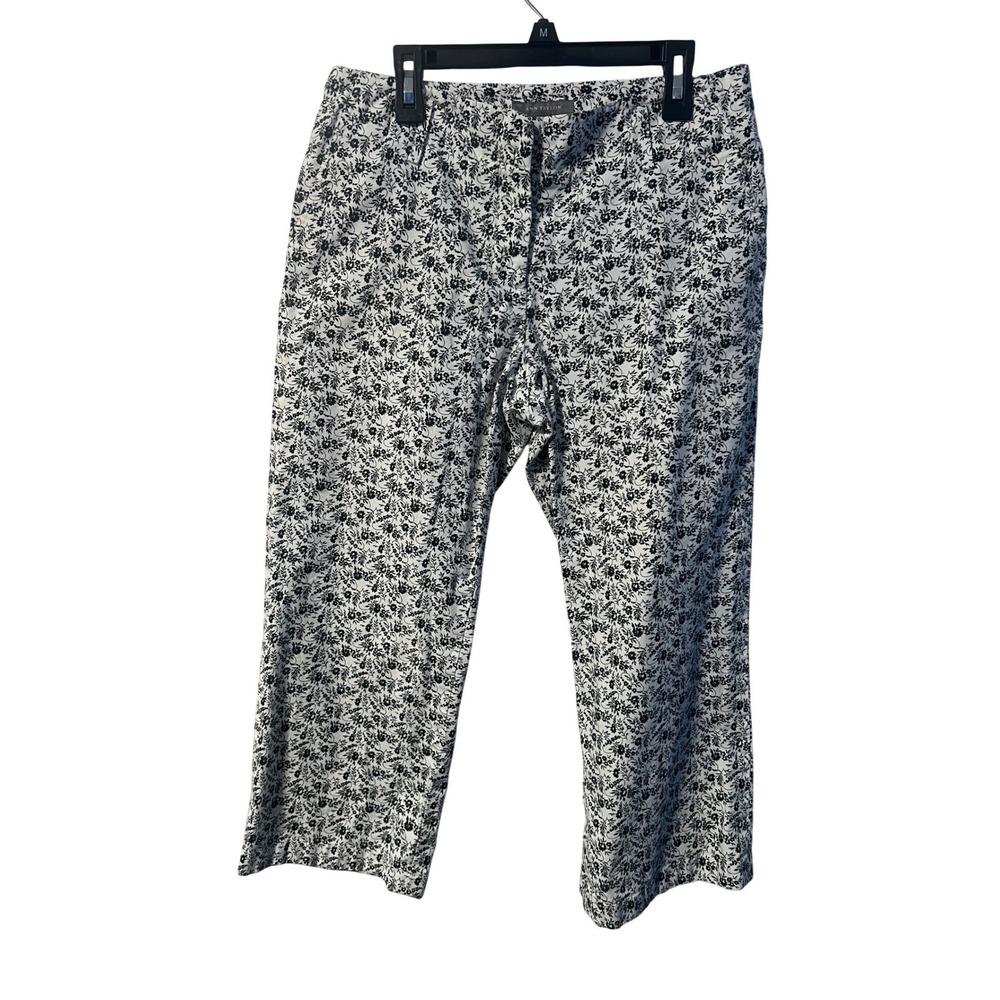 Ann Taylor‎ Black White Floral Print Cropped Pants Size 4